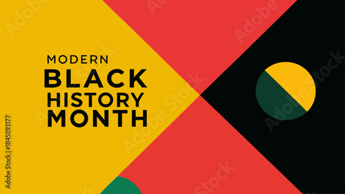 Modern black history month celebration with geometric shapes in red, yellow and black colors