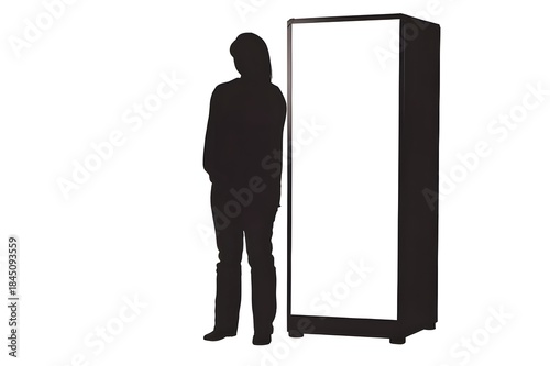 Wardrobe silhouette shown as a tall rectangular block with clean outline and simple proportions representing a pure furniture object - AI Generated