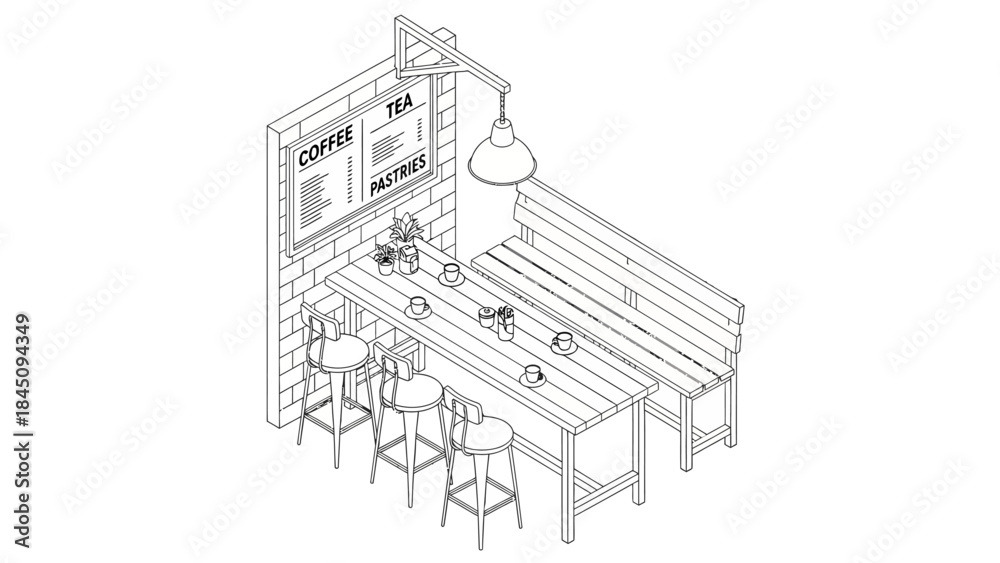 Obraz premium 3D office space layout with furniture and equipment.