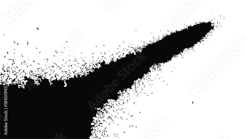 Black spray paint stroke texture element