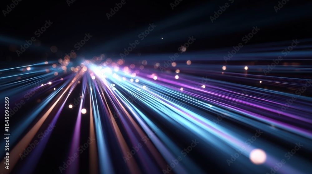 Obraz premium Abstract Light Streaks with Bokeh Effect, Perfect for Technology and Futuristic Backgrounds or Creative Design