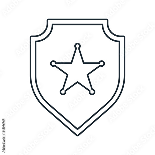 Police officer badge line art outline icon vector
