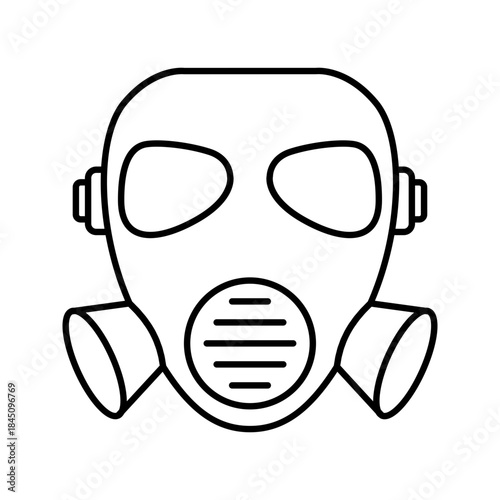 Gas mask respirator line art outline icon vector
