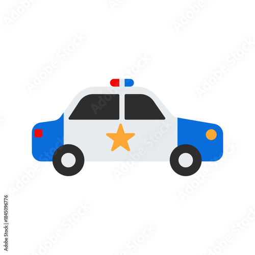 Emergency police car vehicle flat color icon vector
