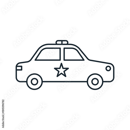 Emergency police car vehicle line art outline icon vector
