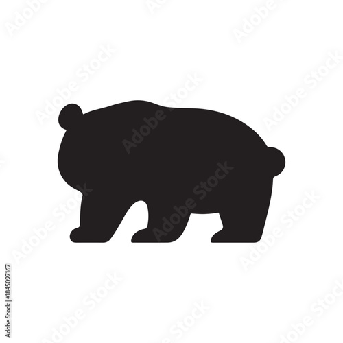 Panda silhouette icon vector flat design