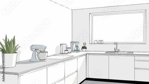 modern kitchen interior with kitchen