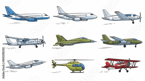 set of vector airplanes