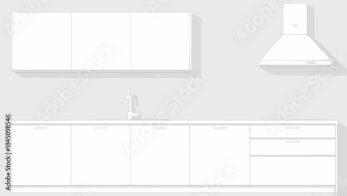 modern kitchen interior with white furniture