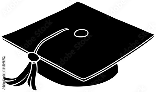 education illustration cap silhouette graduation logo college icon graduate outline school university hat academic diploma student degree achievement success shape for vector graphic background