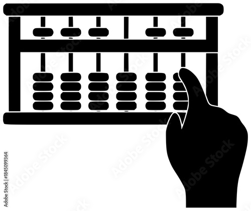 abacus illustration education silhouette school logo wooden icon arithmetic outline math calculator wood tool subtraction number calculate count mathematics shape childhood vector graphic background