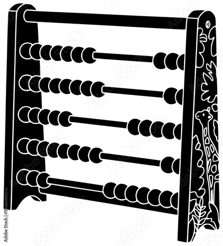 abacus illustration education silhouette school logo wooden icon arithmetic outline math calculator wood tool subtraction number calculate count mathematics shape childhood vector graphic background