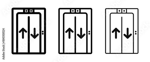 Elevator lift icon featuring an outline stroke with different thickness levels. Vector illustration
