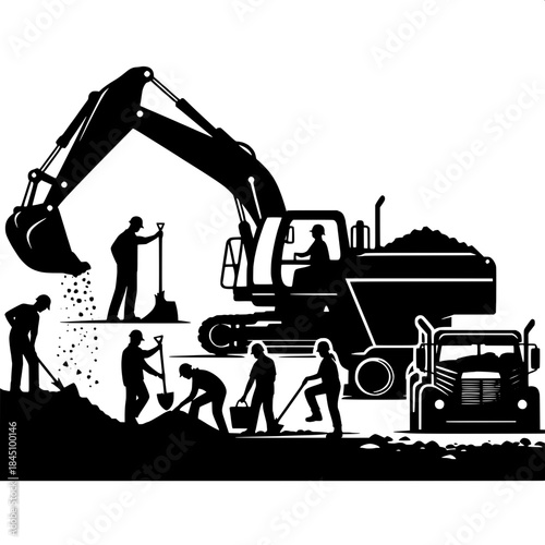 Excavator Loading Dump Truck