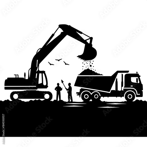 Excavator Loading Dump Truck