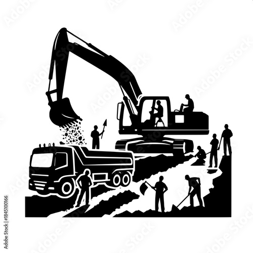 Excavator Loading Dump Truck