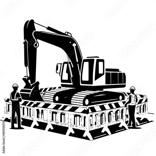 Excavator Near Barricades