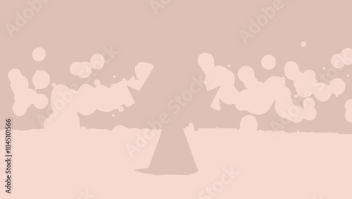 A whimsical pink illustration of a mushroom with butterfly and cloud designs floating in the air