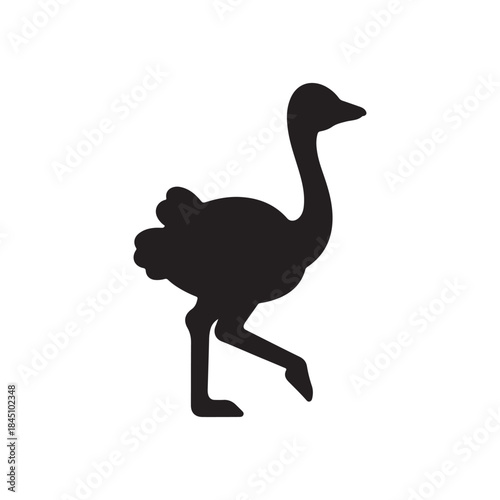 Ostrich silhouette icon vector flat design
