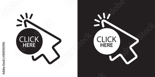 click here sign on white background