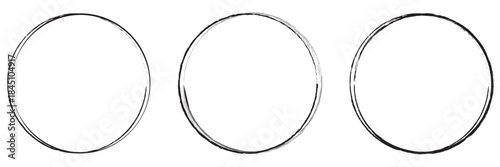 Hand drawn circle highlighter line sketch set. Vector marker black and red circular lines, doodle round circles for message note mark design element. Pencil or pen bubble sketch