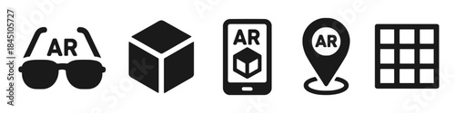 Augmented reality ar technologies vector icons set