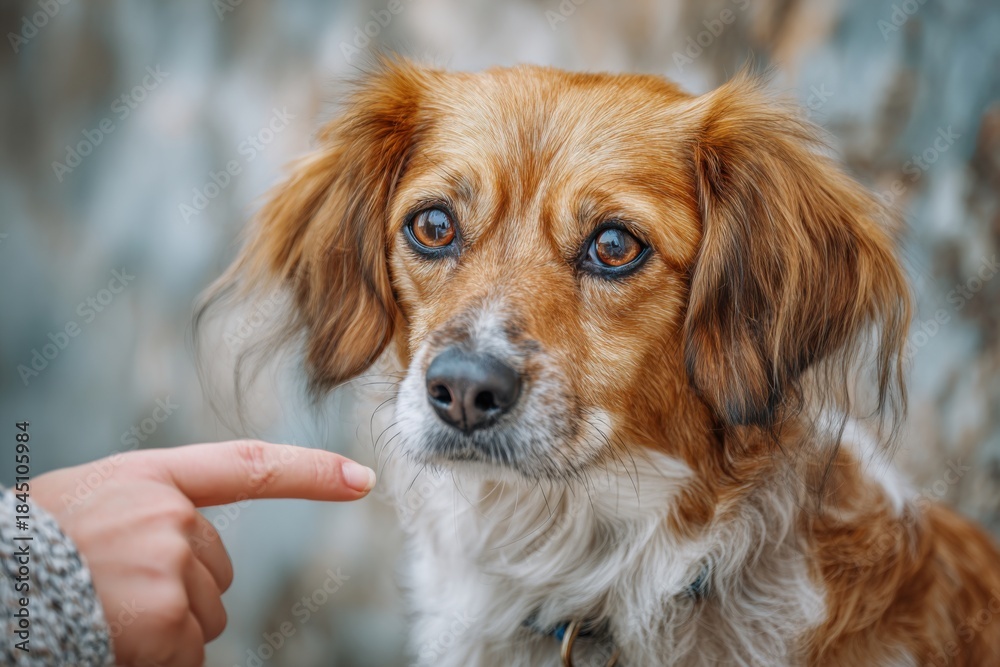 Obraz premium Sad Dog and Woman: Emotional Connection