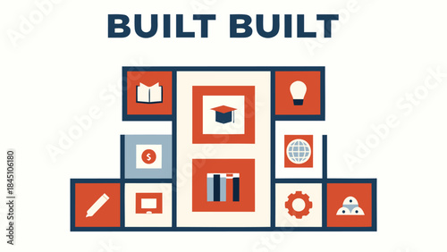 Infographic template with education and business icons on white background for presentations and reports