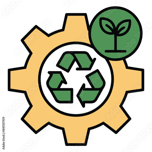 Ecofriendly sustainable technology process illustration for environmental conservation and green energy development