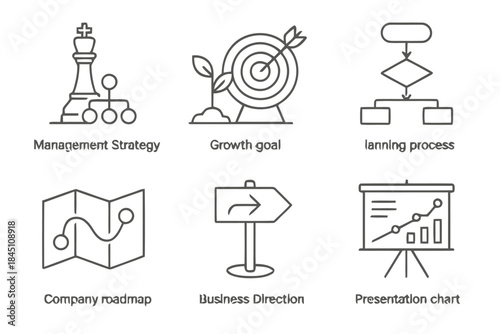 Business Planning and Management Strategy Vector Icons Set