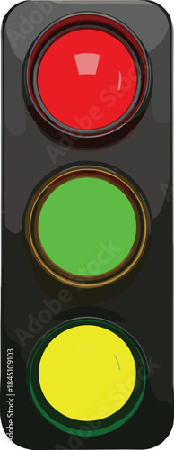 Traffic light signal illustration, red yellow green stoplight icon, road safety transportation control concept vector isolated white background design
