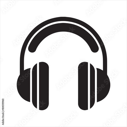 headphones logo silhouette bold and minimal icon vector illustration