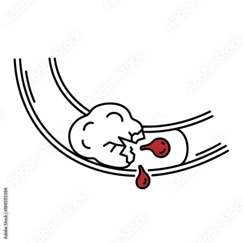 Dramatic Car Accident Cartoon Vehicle Flip Emergency Blood Droplets 2D Illustration