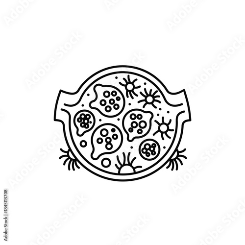 Abstract Microorganism Illustration Expressionism Style Cellular Division Biology Diagram