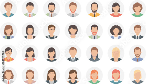 Diverse people avatar icons profile portraits business casual attire vector illustration