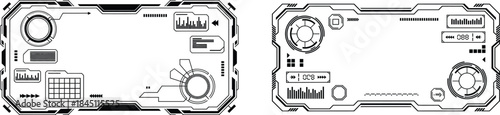 futuristic control panel ui elements set with sleek digital interface design, vector illustration