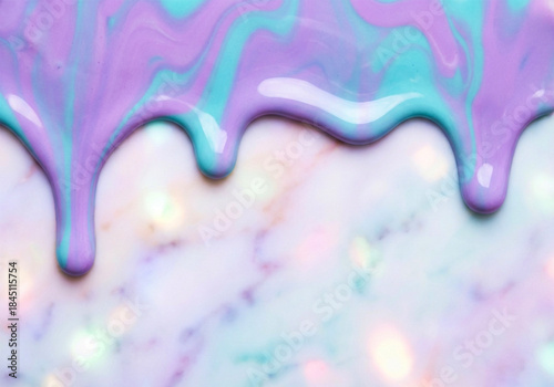 紫と青のマーブル模様の液体テクスチャー、カラフルな大理石模様の背景