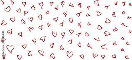 Hand-Drawn Red Hearts Pattern