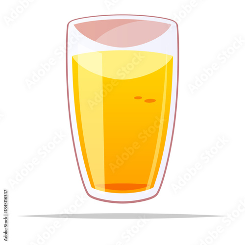 Cartoon glass of orange juice vector isolated illustration