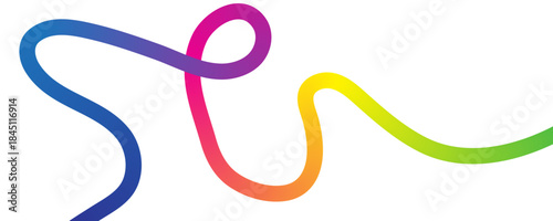 Rainbow gradient squiggly line art design element