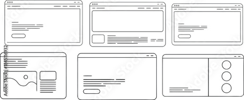 modern website wireframe templates collection for ui ux and digital interface design, vector illustration