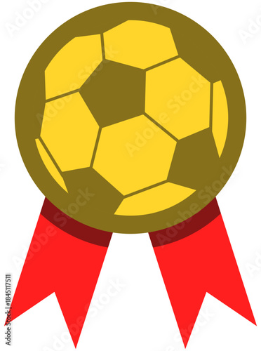 Gold Soccer Medal Illustration. Editable Color Vector