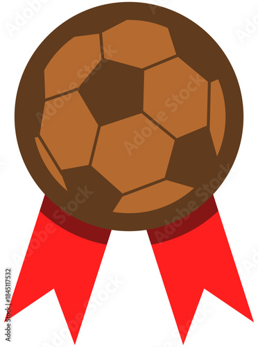 Bronze Soccer Medal Illustration. Editable Color Vector