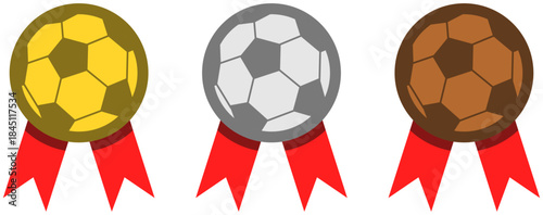 Soccer Medal Illustration. Editable Color Vector