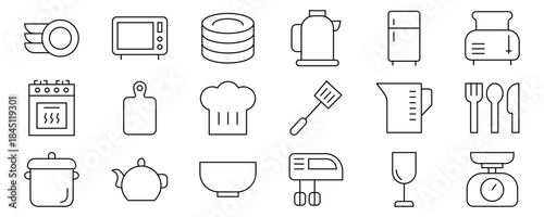Kitchen icon set. Containing kitchen appliance icon. Vector illustration