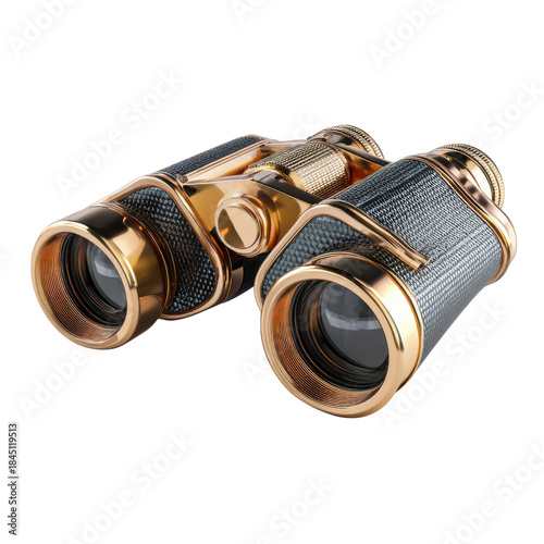 Vintage gold and black opera glasses on black background binoculars, Png On White Background, Isolated on Transparent Background, Cut Out