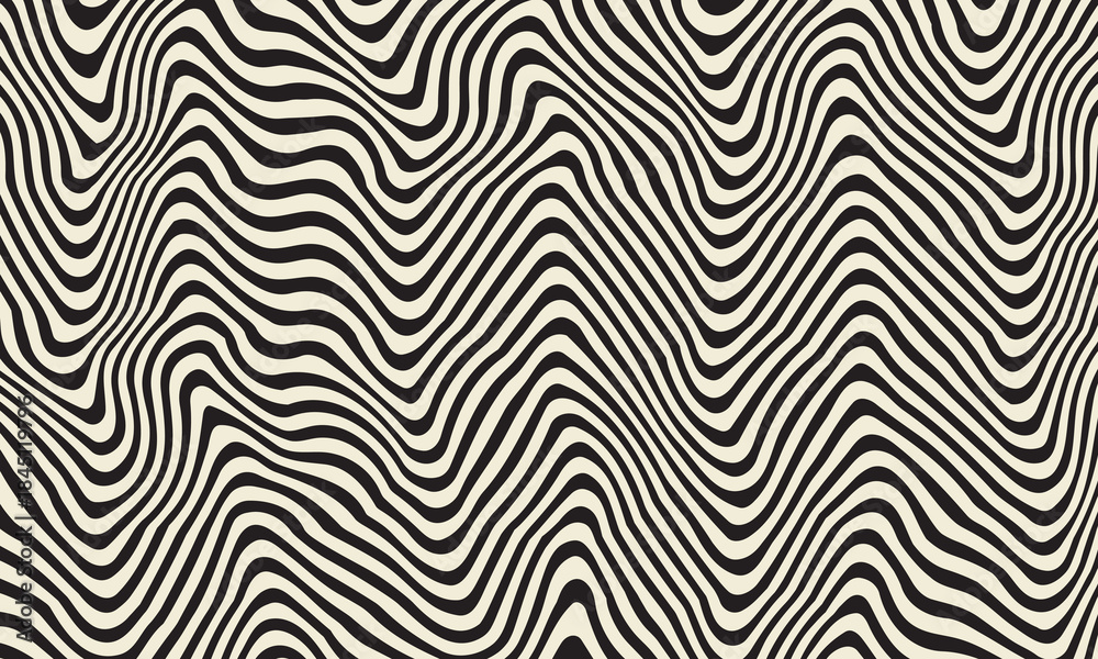 Obraz premium Abstract optical illusion wave black and white lines vector