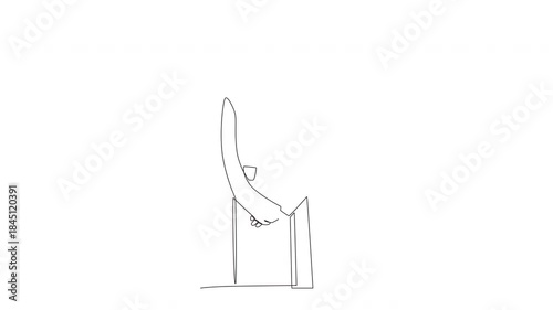 Animated men wearing traditional Javanese clothing. Javanese concept one-line drawing