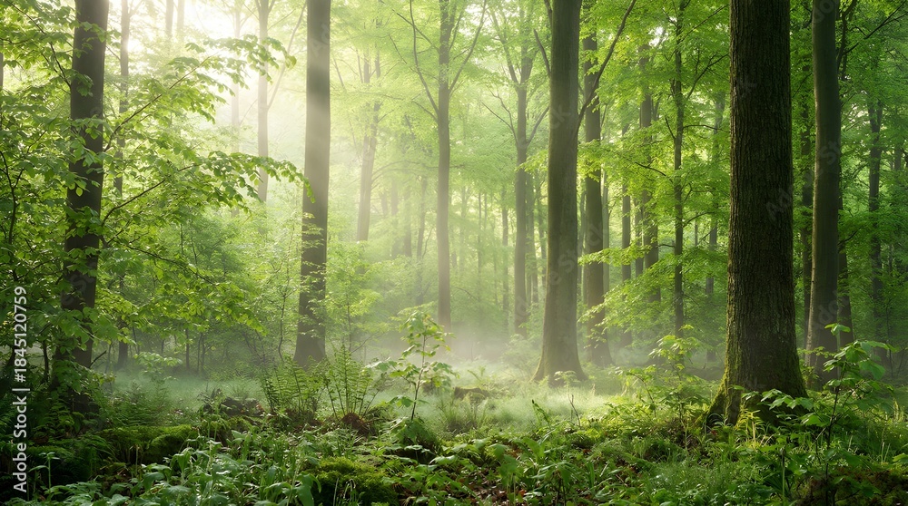 Fototapeta premium A beautiful new green forest background