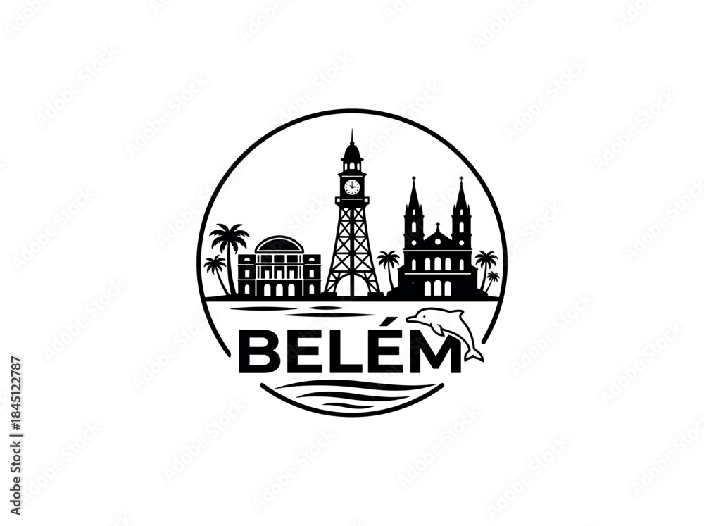 Obraz premium Belam city of Brazil skyline emblem with landmarks
